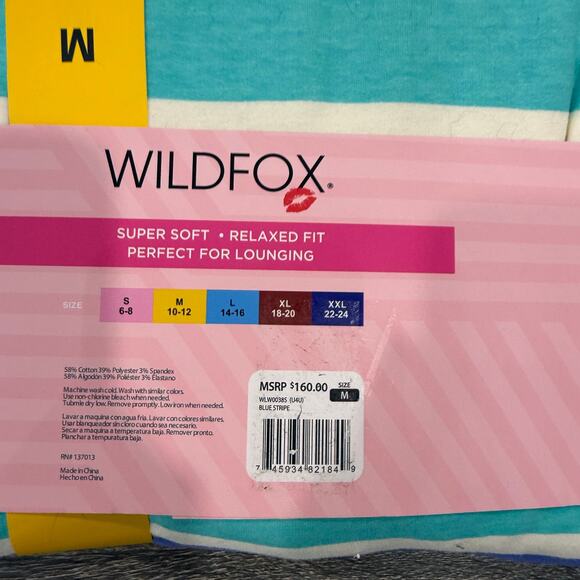 Wildfox Blue Striped Sweatshirt & Short Lounge Set Sz M NWT - Picture 9 of 13